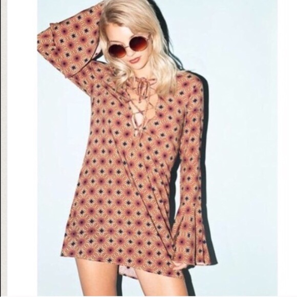 Cotton Candy Retro Lace-up Bell Tunic Dress