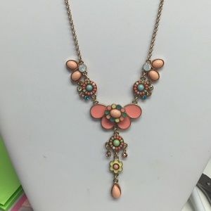 Hand Enameled Lotus Pendent Necklace, boxed & NWT