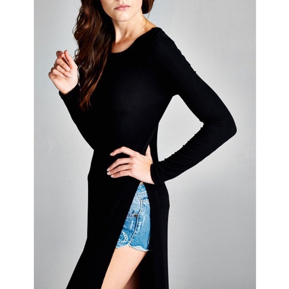 LAST ONE "Odyssey" Side Split Ribbed Maxi Top - Picture 2 of 3