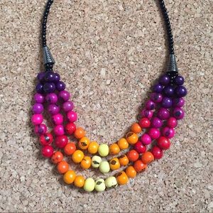 Acai beaded three strand necklace