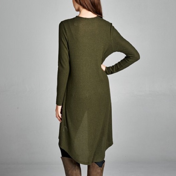 "New Wings" Olive Long Cardigan - Picture 4 of 4