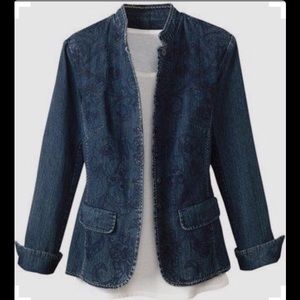 Coldwater Creek embroidered denim jacket