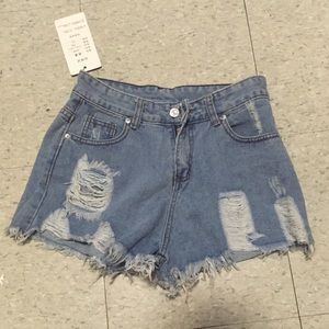 High waisted denim shorts