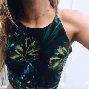 American apparel jungle leaves cropped tank top