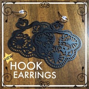 Black Filigree Hook Earrings