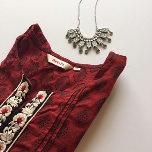 • Maroon Embroidered tops •