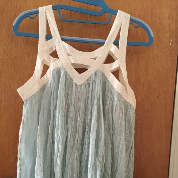 FREE PEOPLE blue tank top Size Large