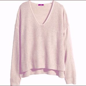 Light pink pull over v neck sweater