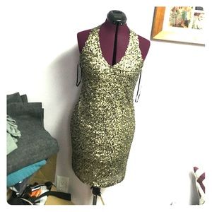 Brand New Gold Sequin Halter Dress