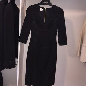 Temperley London  Black Dress Twill & Lace panels