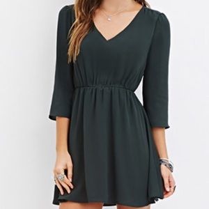 Forever 21 Hunter Green V-Neck Mini Dress