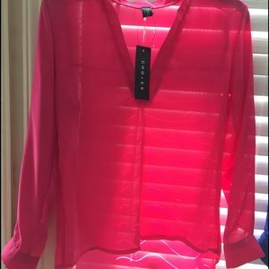 NWT hot pink sheer top