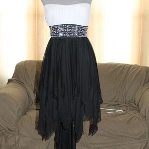 Deb XL black and white high low dress