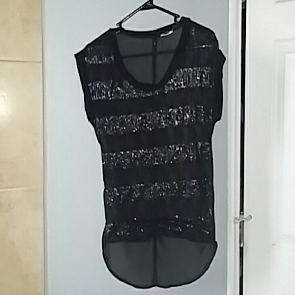 Sequin cheer black top