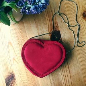 NWOT Suede Red Heart Bag