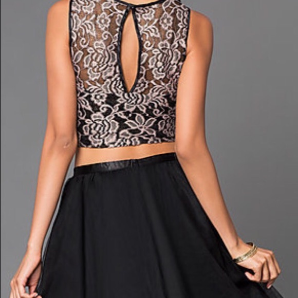 Two Piece Short Black Dress Formal - Picture 3 of 4