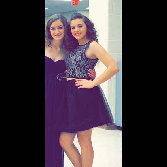 Two Piece Short Black Dress Formal - Picture 4 of 4