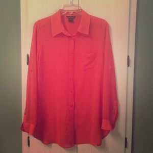 Bright coral button down blouse! Must have top!