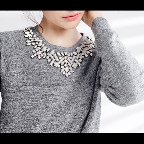 J. Crew Sweaters - HOST PICK Gray J.Crew sweatshirt with Jewel collar