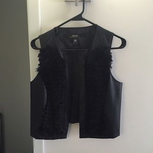 Kensie faux leather and fur vest