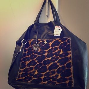 Pulicati large black Napa leather tote.