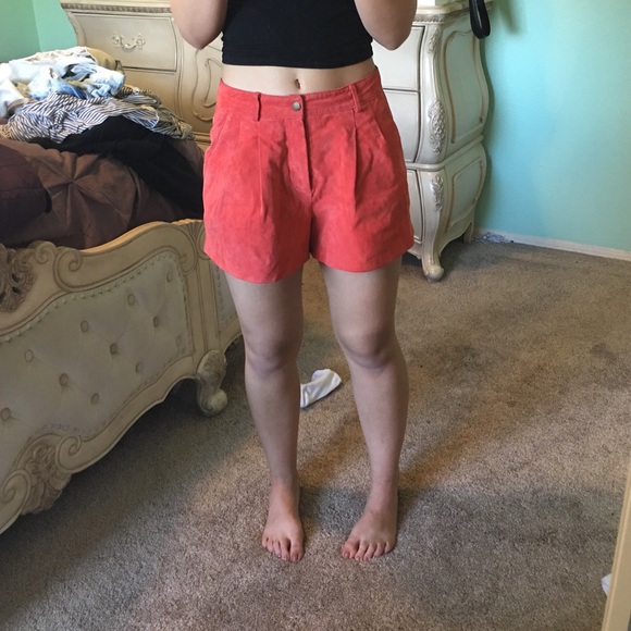 Suede orange shorts