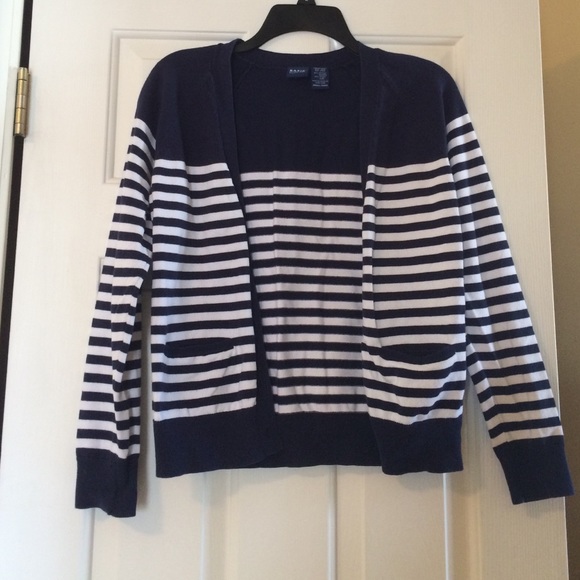 Navy and white striped cardigan - Picture 1 of 4