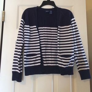 Navy and white striped cardigan