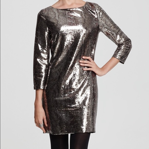 Silver Ezra Python Print Sequin Dress
