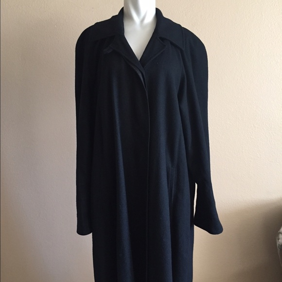 Vintage long wool black coat sz 12