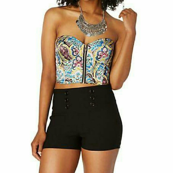 Yellow paisley crop top bustier
