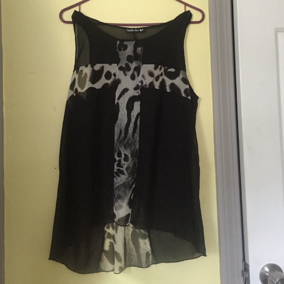 Sheer Cheetah Print Cross Top