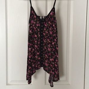 Rose patterned black tank top