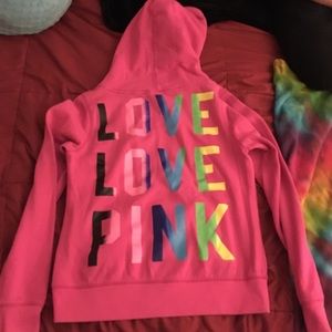 PINK Rainbow Lettering Hoodie