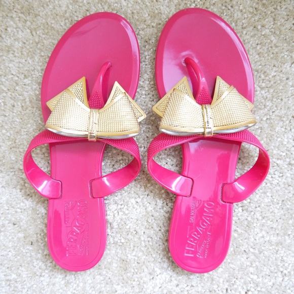 Salvatore Ferragamo Shoes - Auth Ferragamo jelly pink bow sandals US 6 $240