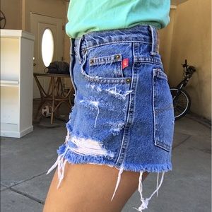 High waisted jean shorts