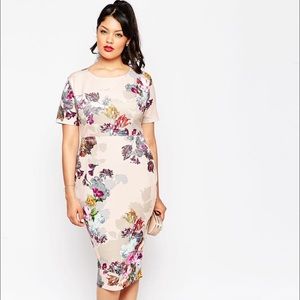 ASOS Curve Floral Print Scuba Body-Conscious Dress