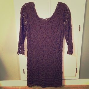 Dark brown, lace mini dress.