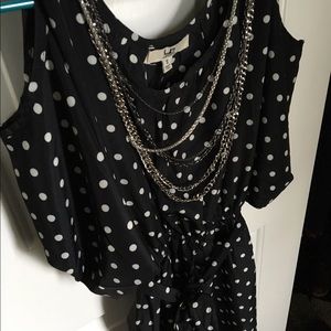 Black and white polka dotted dress