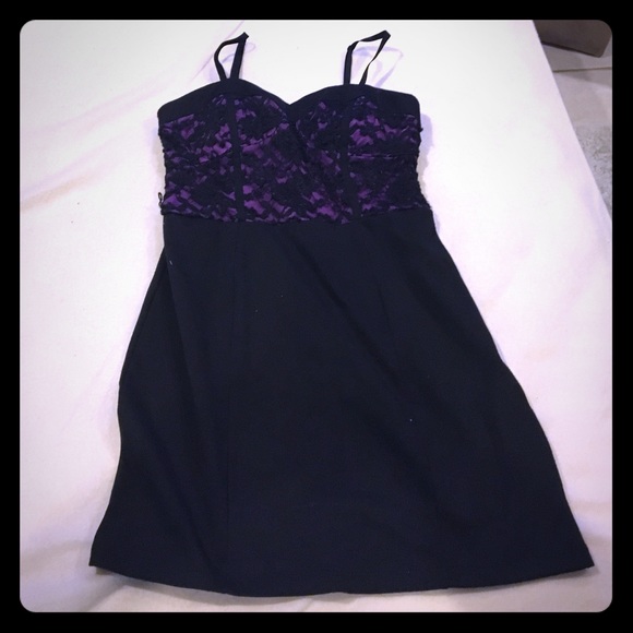 Lily Rose lace black and purple mini dress - Picture 1 of 3