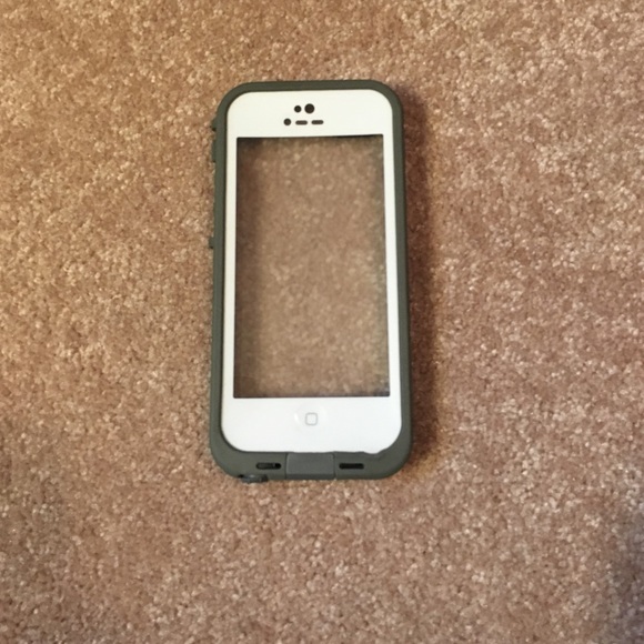 White and grey life proof case for iPhone 5c