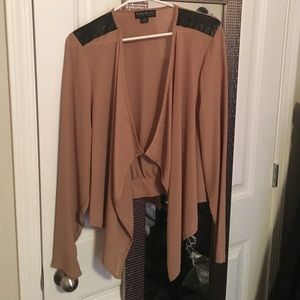 tan open front blazer