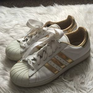 Gold Adidas superstar shoes OBO!!!