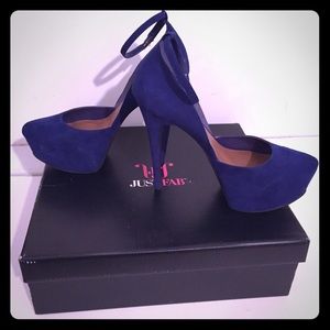 Suede colbalt heels beautiful ankle strap