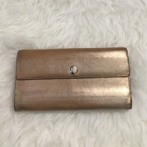 KATE SPADE Distressed Gold Checkbook Wallet