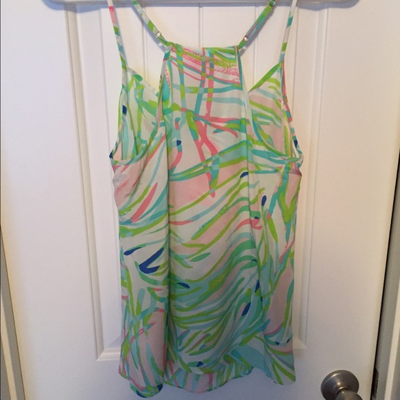 SOLD...Lilly Pulitzer Silk Dusk Tank in "Salute" - Picture 2 of 3