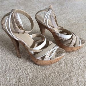 White and tan heels