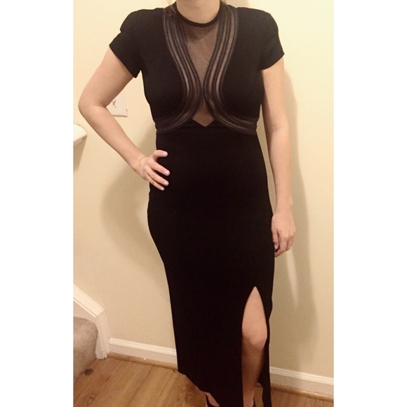Gorgeous Tadashi Black Mesh Gown Size S