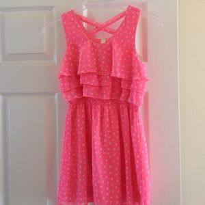 Beautiful neon pink dress, size 7-8 M, girls.