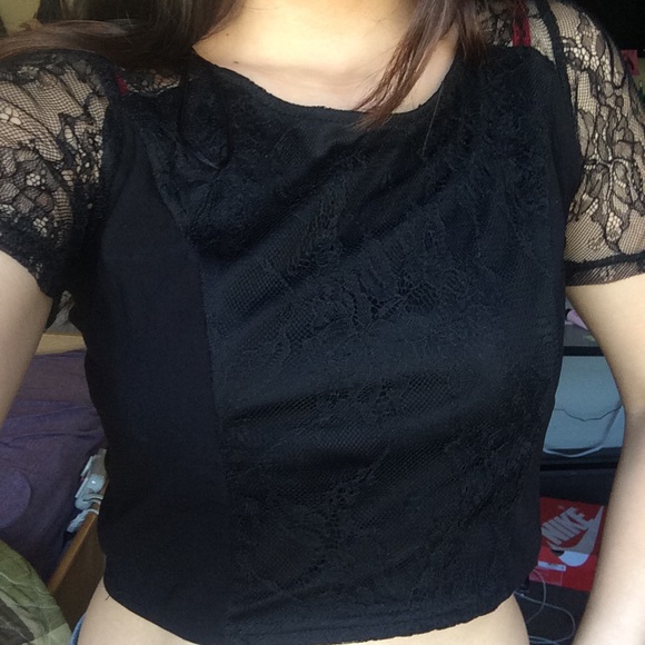 Lacy Black Crop Top